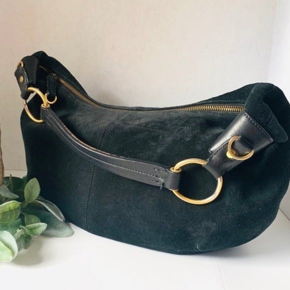 Franco Sarto black suede boho zipper bag